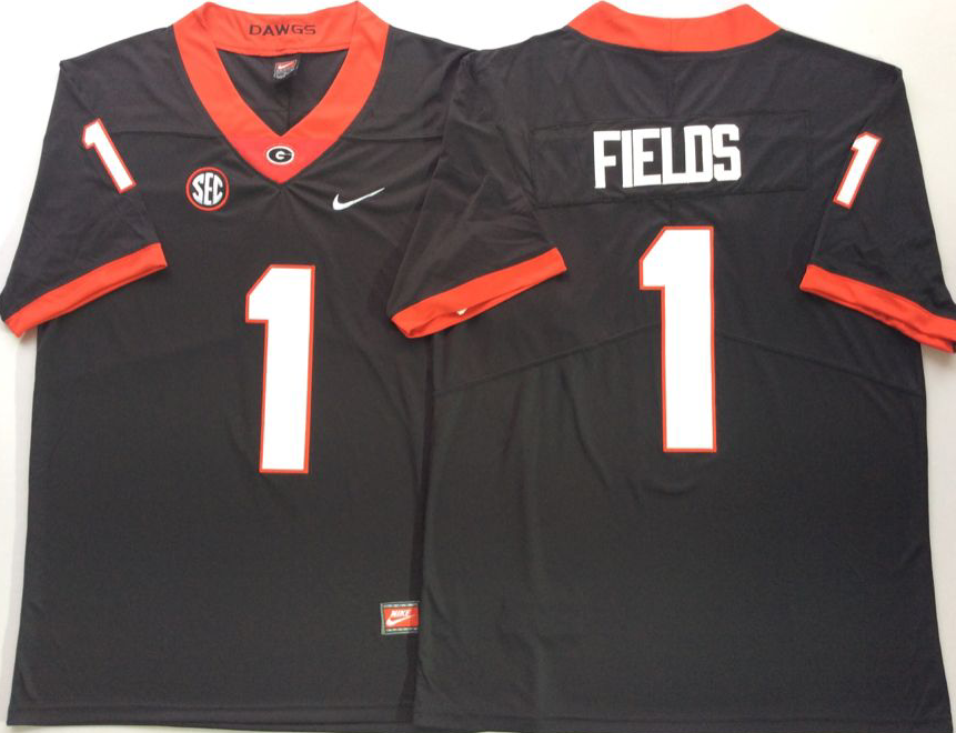 NCAA Men Georgia Bulldogs Black #1 FIELDS